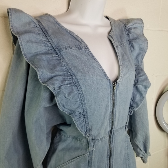 Free People Imogene Frilll Chambray denim mini dress - Picture 14 of 16